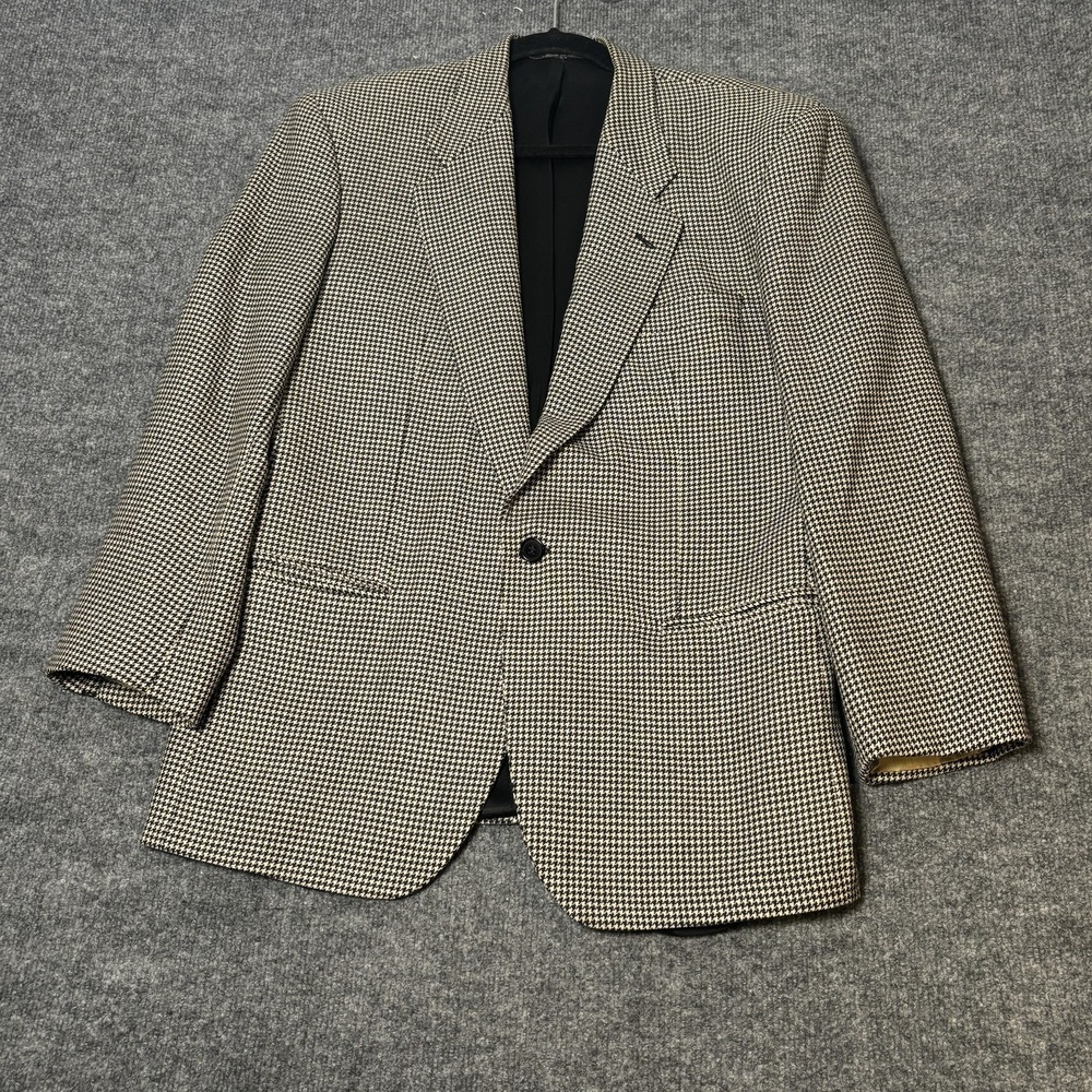 Lubiam Blazer Mens 48 Beige Houndstooth Virgin Wool Made In Italy Sport‎ Coat